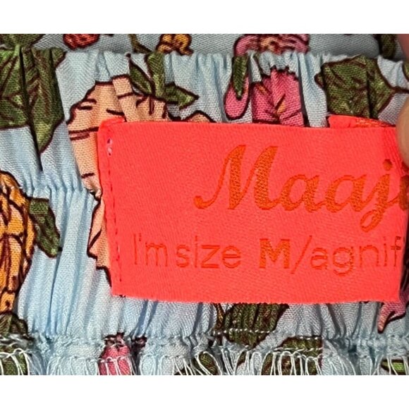 Magii Romper Women Size Medium Blue Pink Floral Halter Pockets Rayon Stretch New - Picture 8 of 10